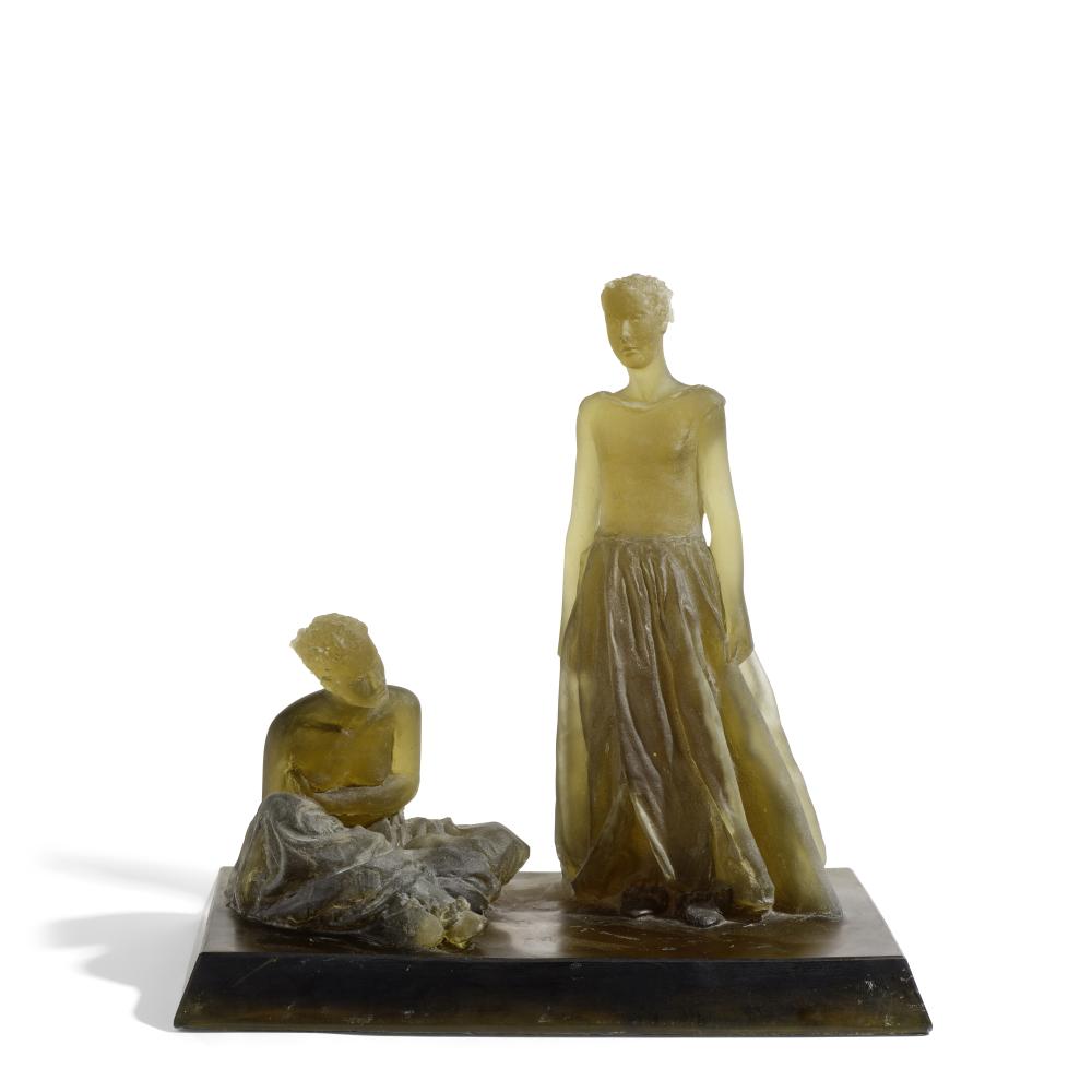Nicholas Africano comparable auction result: nicolas africano born 1948 untitled woman standing woman seated 2008 cast glass etched na height 18in 46cm width 17 3 4in 45cm depth 9 3 4in 25cm