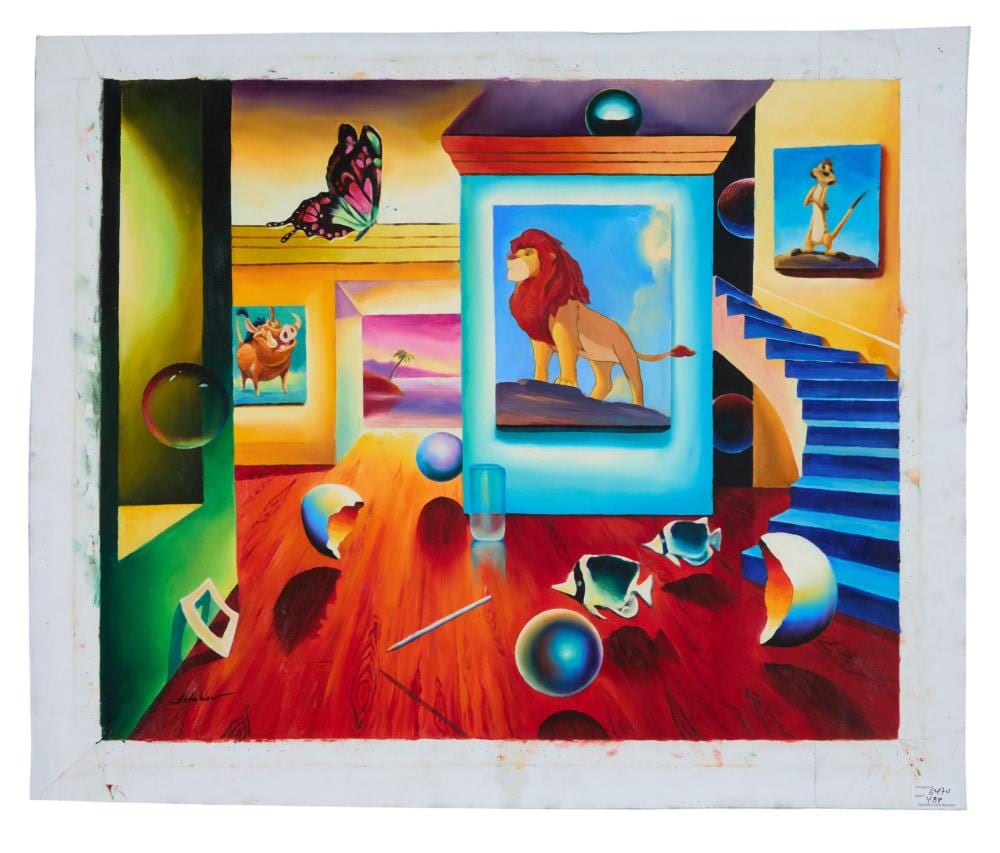 Alexander Astahov comparable auction result: alexander astahov russian b 1955 lion king and the gallery of disney h 20 in w 24 in