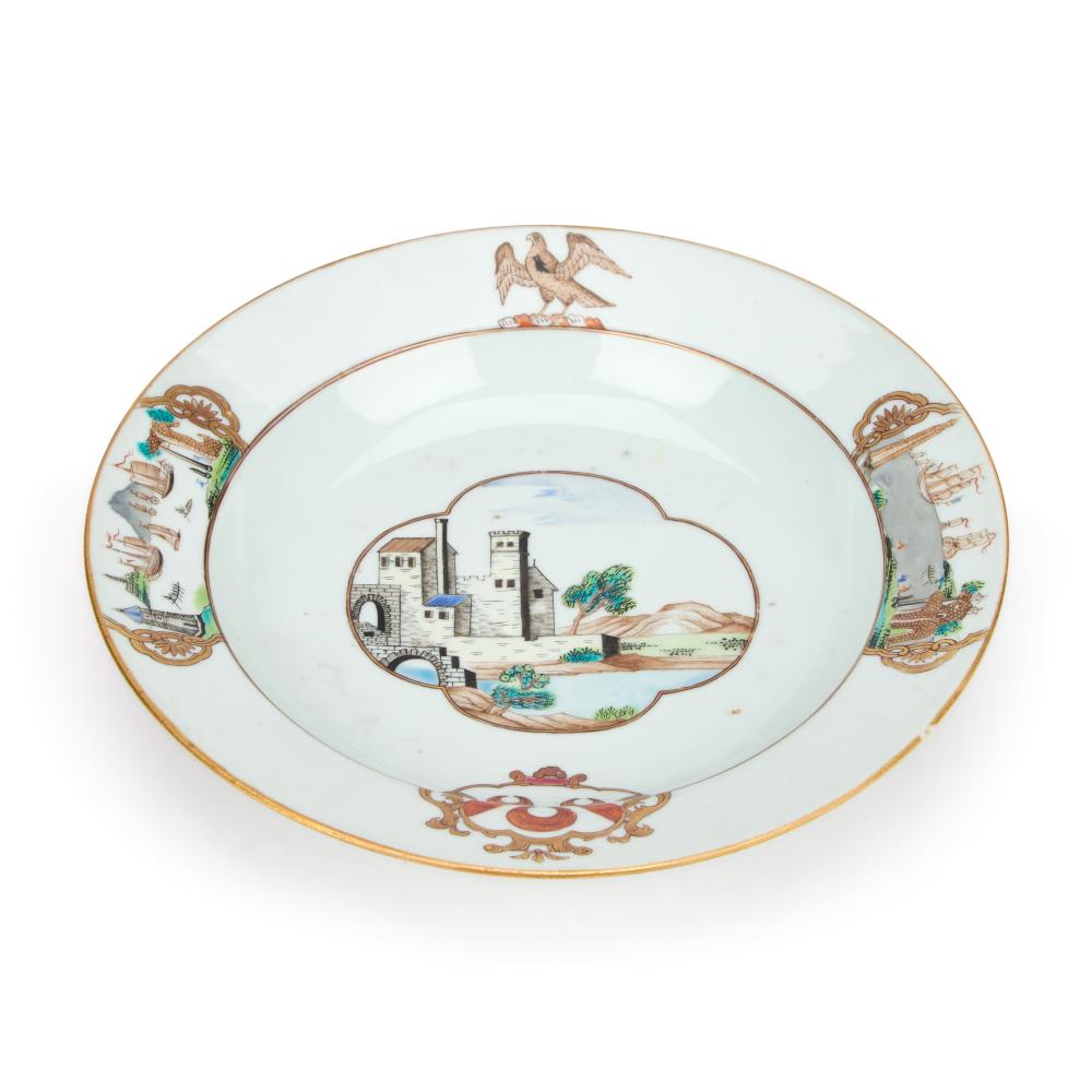 A CHINESE ARMORIAL PORCELAIN PLATE QIANLONG, CIRCA 1743-52 sold by Elstob Auctioneers, lot 126 — auction record photograph