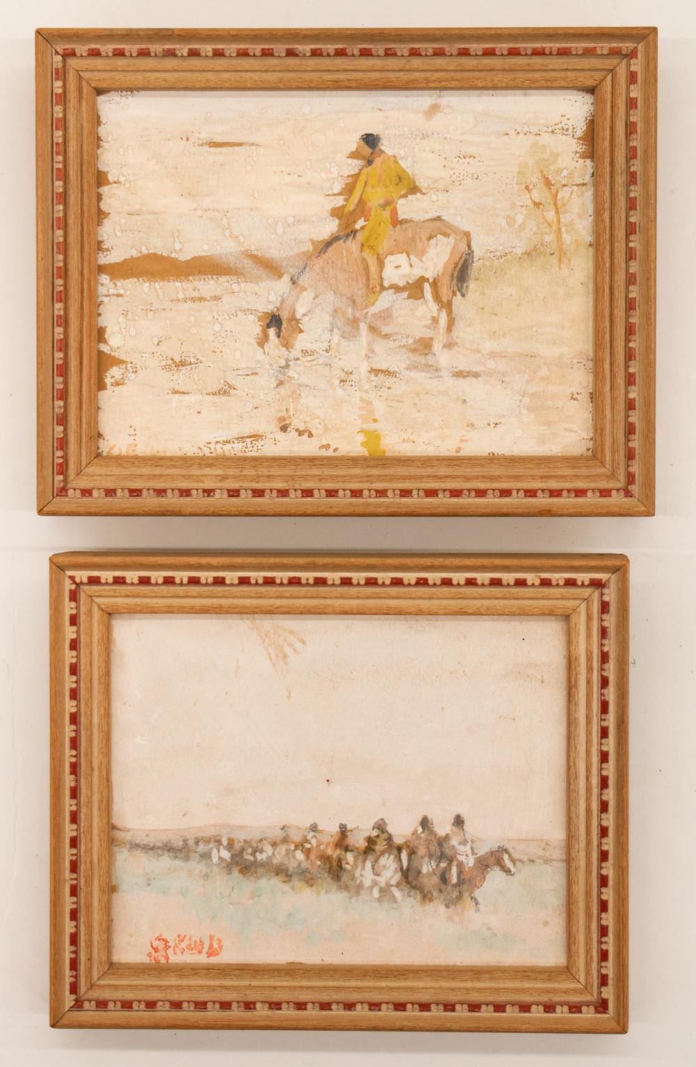 Edwin Willard Deming comparable auction result: 2pc edwin willard deming indian studies gouache on board