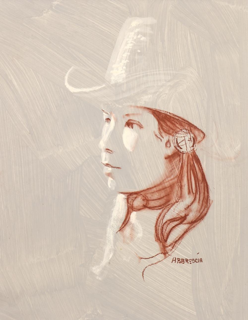 Joseph Leonard Abbrescia comparable auction result: joe abbrescia cowgirl mixed media on board
