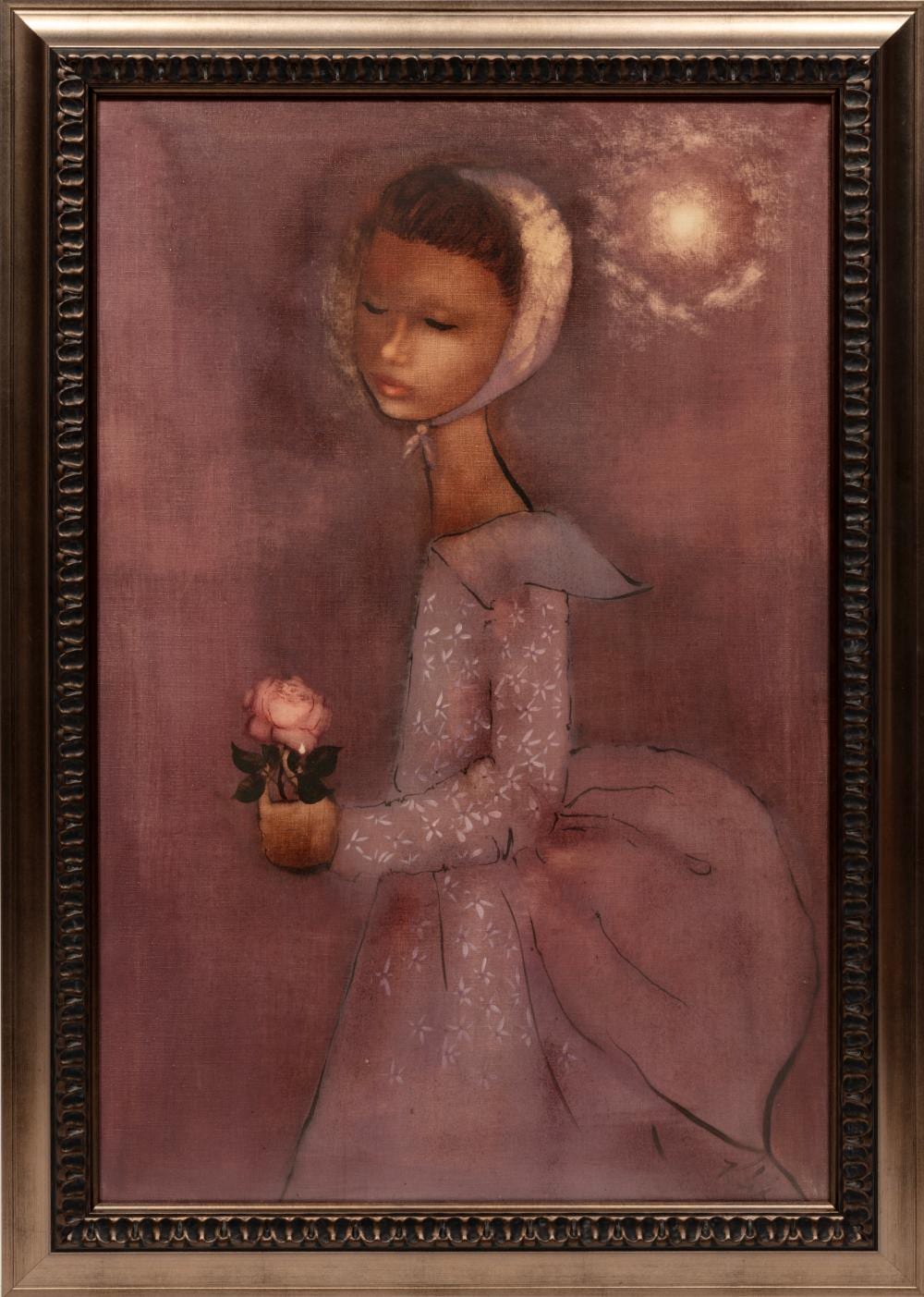 richard kirk american west virginia b 1932 young girl with rose oil on canvas · Neal Auction Company · 2025-08-07 Richard Kirk comparable auction result: richard kirk american west virginia b 1932 young girl with rose oil on canvas