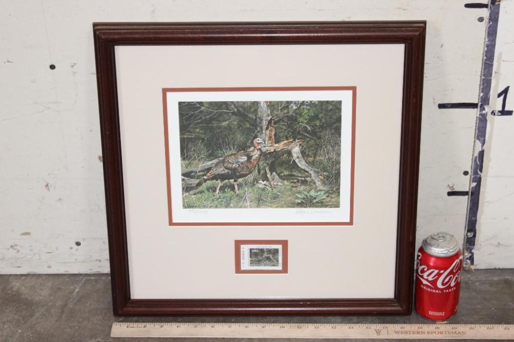 limited edition 1993 turkey stamp and print signed and numbered by john p cowan · Western Sportsman · 2025-07-24 John P. Cowan comparable auction result: limited edition 1993 turkey stamp and print signed and numbered by john p cowan