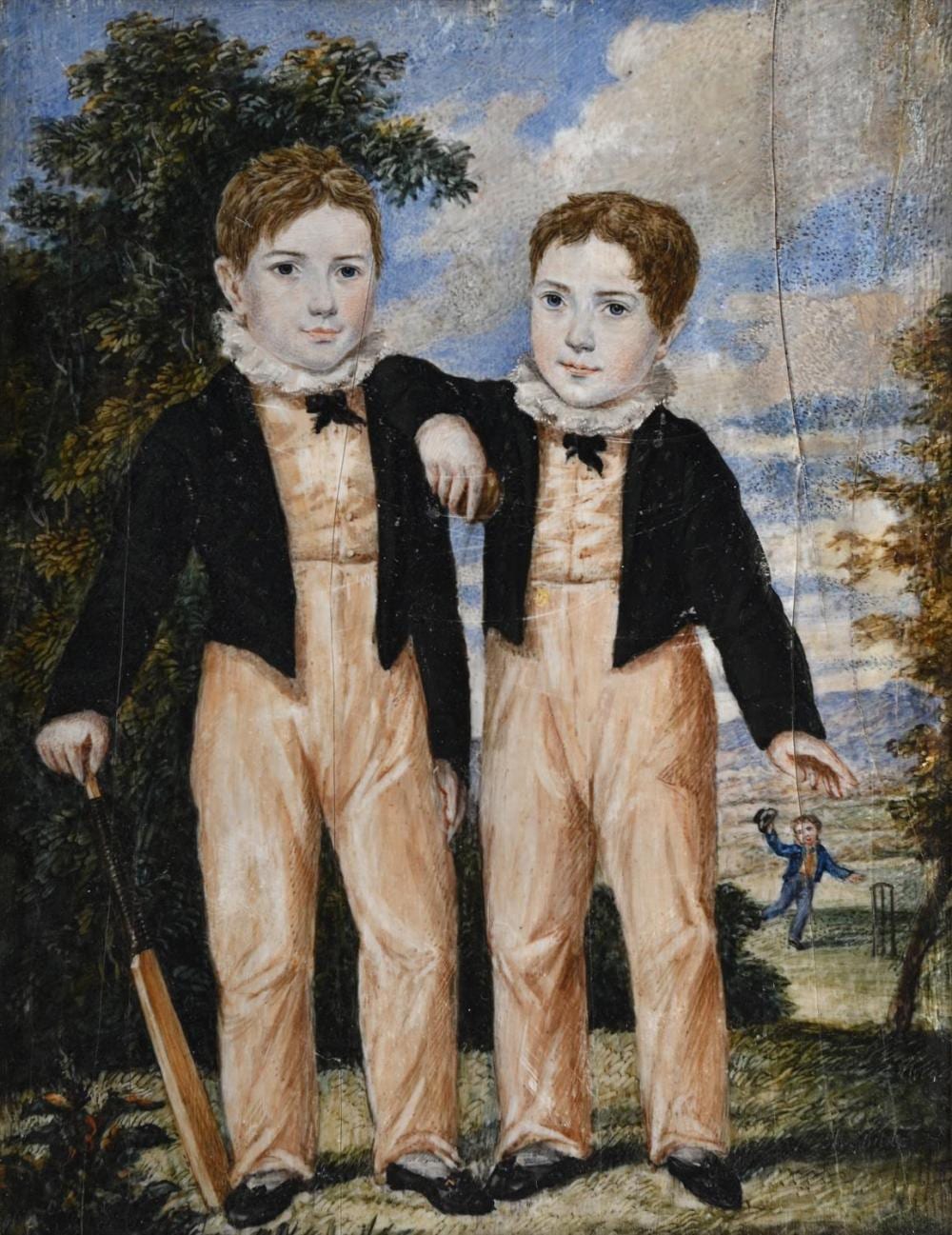 james warren childe 1778 1862 a portrait miniature of two young cricketers · Dreweatts 1759 Fine Sales · 2025-08-19 James Warren Childe comparable auction result: james warren childe 1778 1862 a portrait miniature of two young cricketers