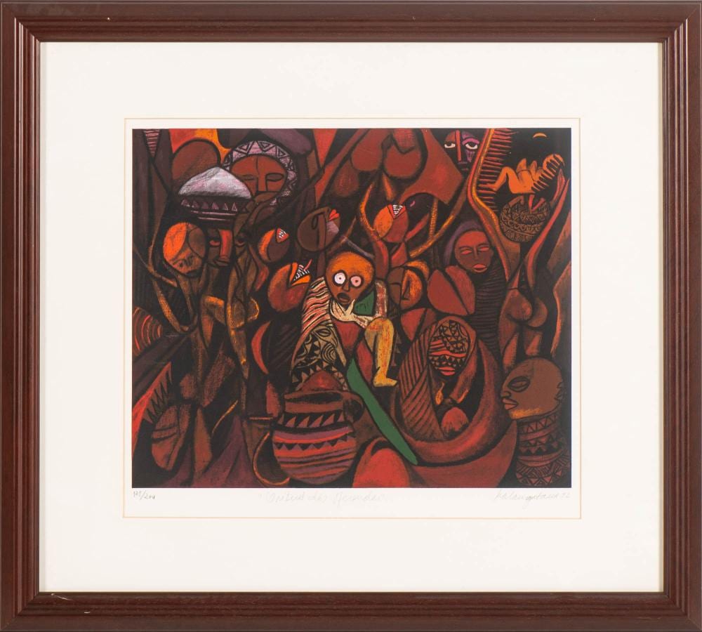 Malangatana comparable auction result: malangatana 1936 2011 o ritual das oferendas serigrafia sobre papel dim aprox 39 x 48 5 cm