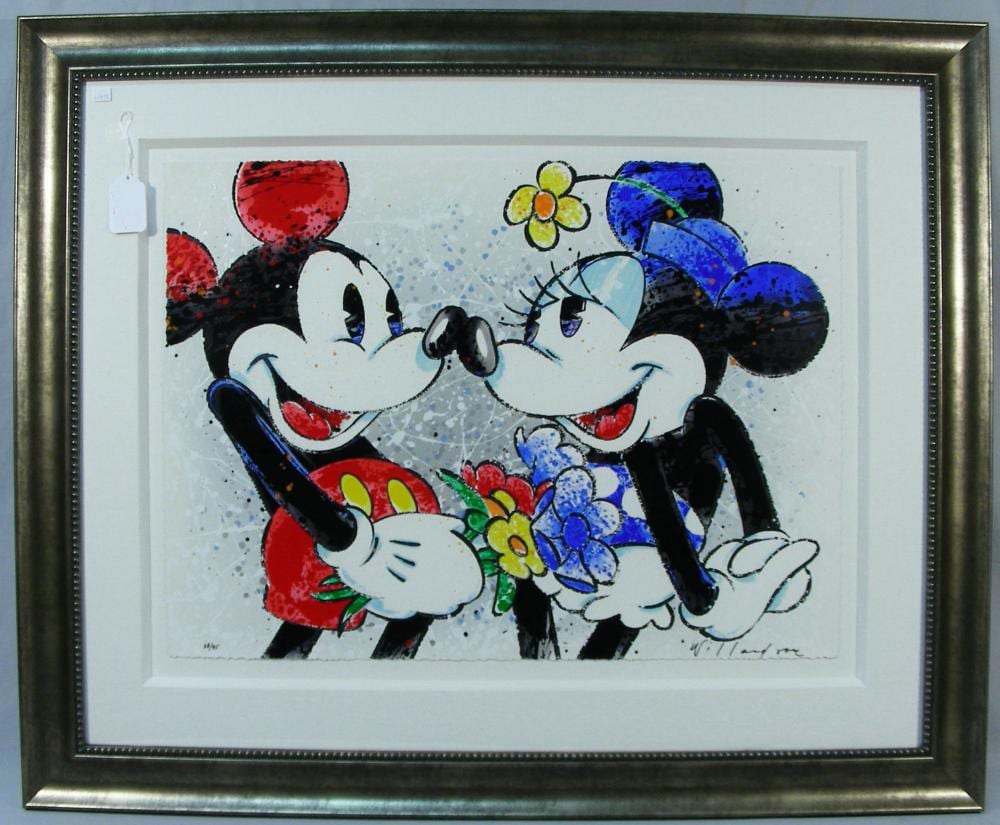 david willardson american embellished serigraph of mickey minnie mouse · Chamberlain Auction Gallery · 2025-08-02 David Willardson comparable auction result: david willardson american embellished serigraph of mickey minnie mouse