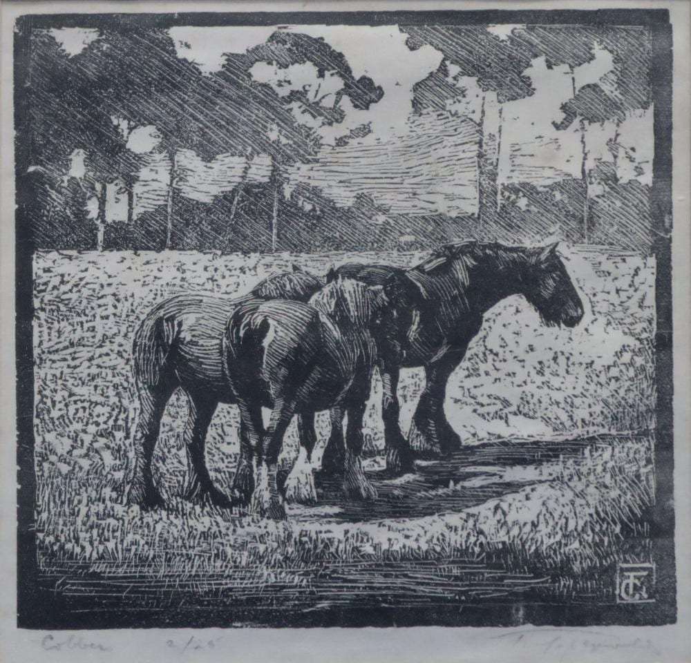 Frederick George Reynolds comparable auction result: frederick george reynolds woodcut titled cobbers no 2 25 monogramed lower right plate signed and titled in pencil measures 21cm x 20cm