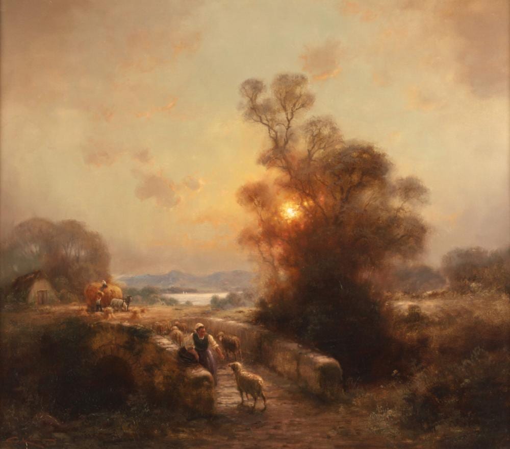 Günter König comparable auction result: g nter k nig romantische abendlandschaft