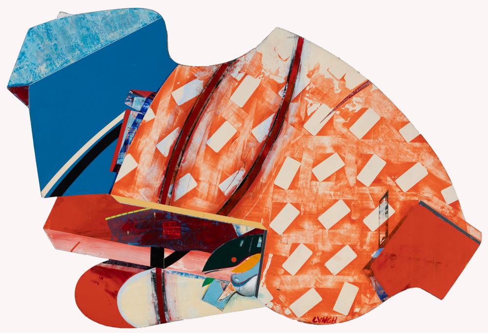 Frederick Lynch comparable auction result: frederick lynch am 1935 2016 blue and orange abstract 1985 acrylic on wood construction