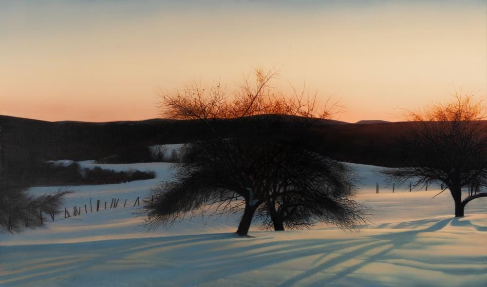 Thomas Crotty comparable auction result: thomas crotty am 1934 2015 orchard at dusk c 1997 oil on canvas framed