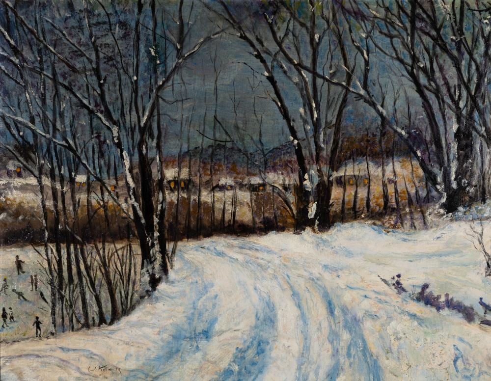 walter koeniger am 1881 1943 snowy path oil on canvasboard framed · Barridoff Auctions · 2025-08-16 Walter Koeniger comparable auction result: walter koeniger am 1881 1943 snowy path oil on canvasboard framed