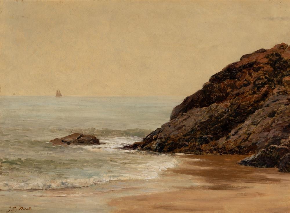 James Craig Nicoll comparable auction result: james craig nicoll am 1846 1918 gentle waves oil on board framed