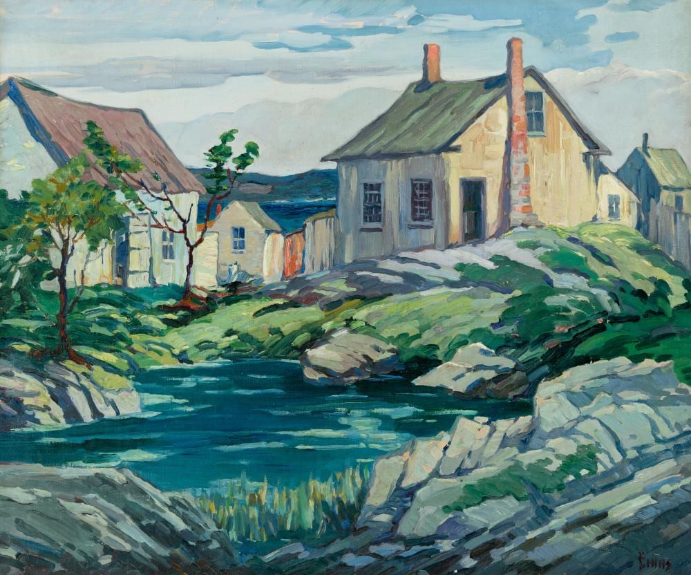 George Pearse Ennis comparable auction result: george pearse ennis am 1884 1936 home by the water oil on canvas framed