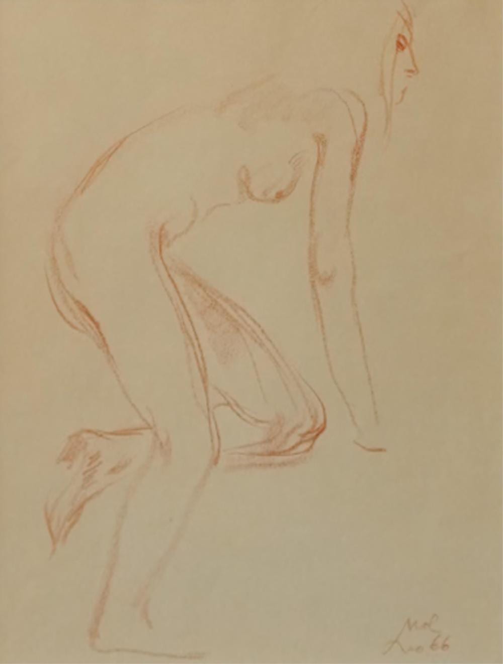 Leo Mol comparable auction result: leo mol canadian 1915 2009 female nude study 1966 conte crayon on paper frame 22 1 4 x 17 3 4 in 56 5 x 45 1 cm