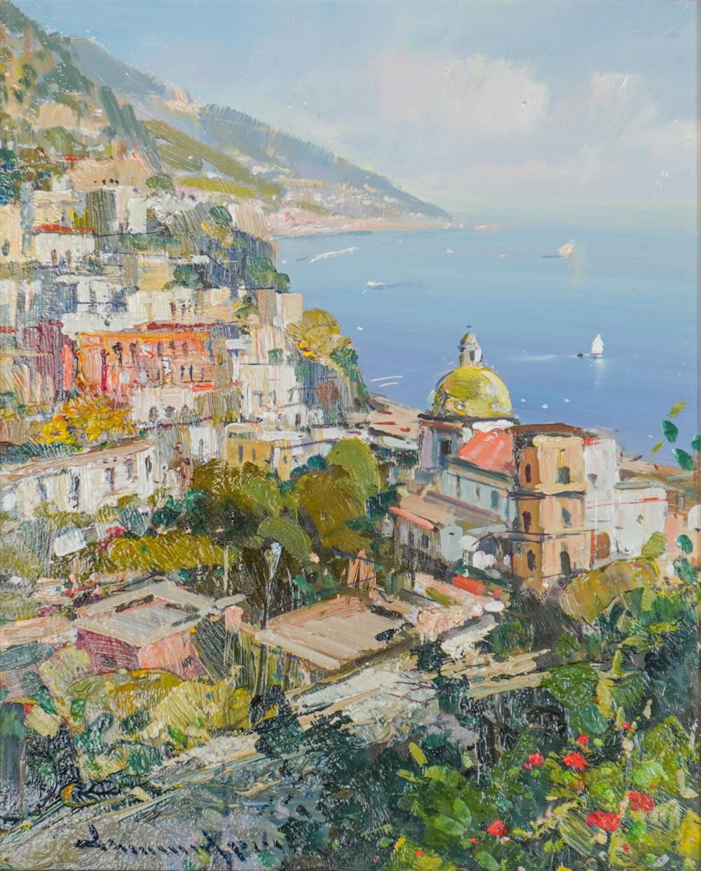Vincenzo Aprile comparable auction result: vincenzo aprile italian b 1952 italian coastal scene oil on panel signed l l frame 17 1 2 x 15 1 4 in 44 5 x 38 7 cm