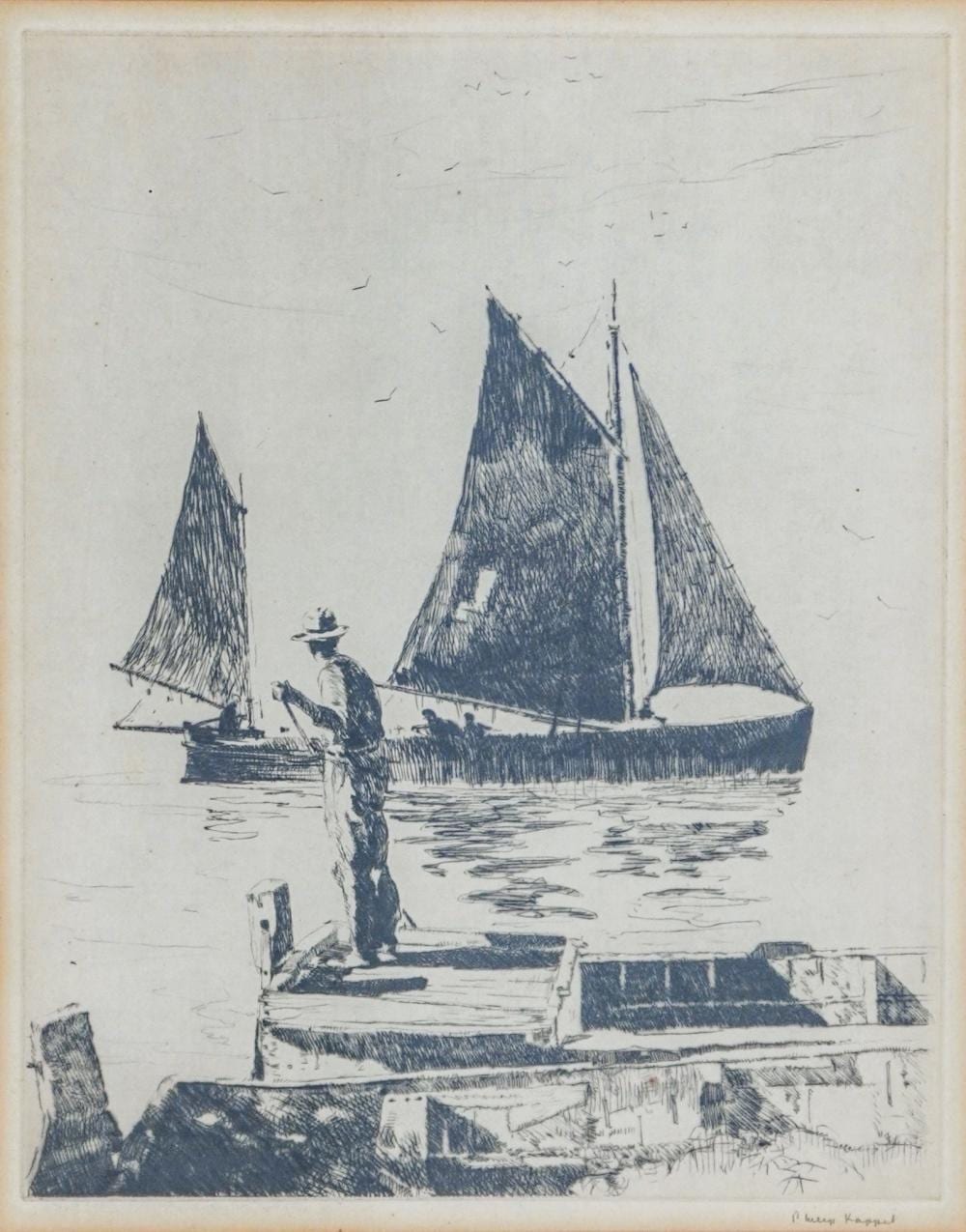 Philip Kappel comparable auction result: philip kappel american 1901 1981 cartagena harbor etching signed l r frame 18 3 4 x 14 3 4 in 47 6 x 37 5 cm