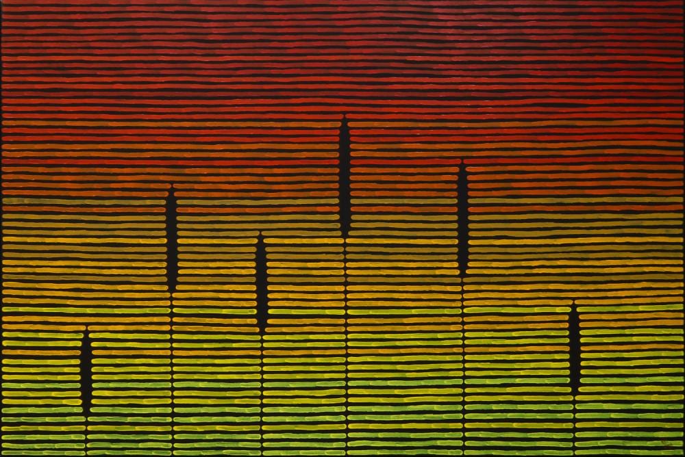 Kurun Warun comparable auction result: kurun warun fire stick dreaming acrylic on linen 123cmx 184cm
