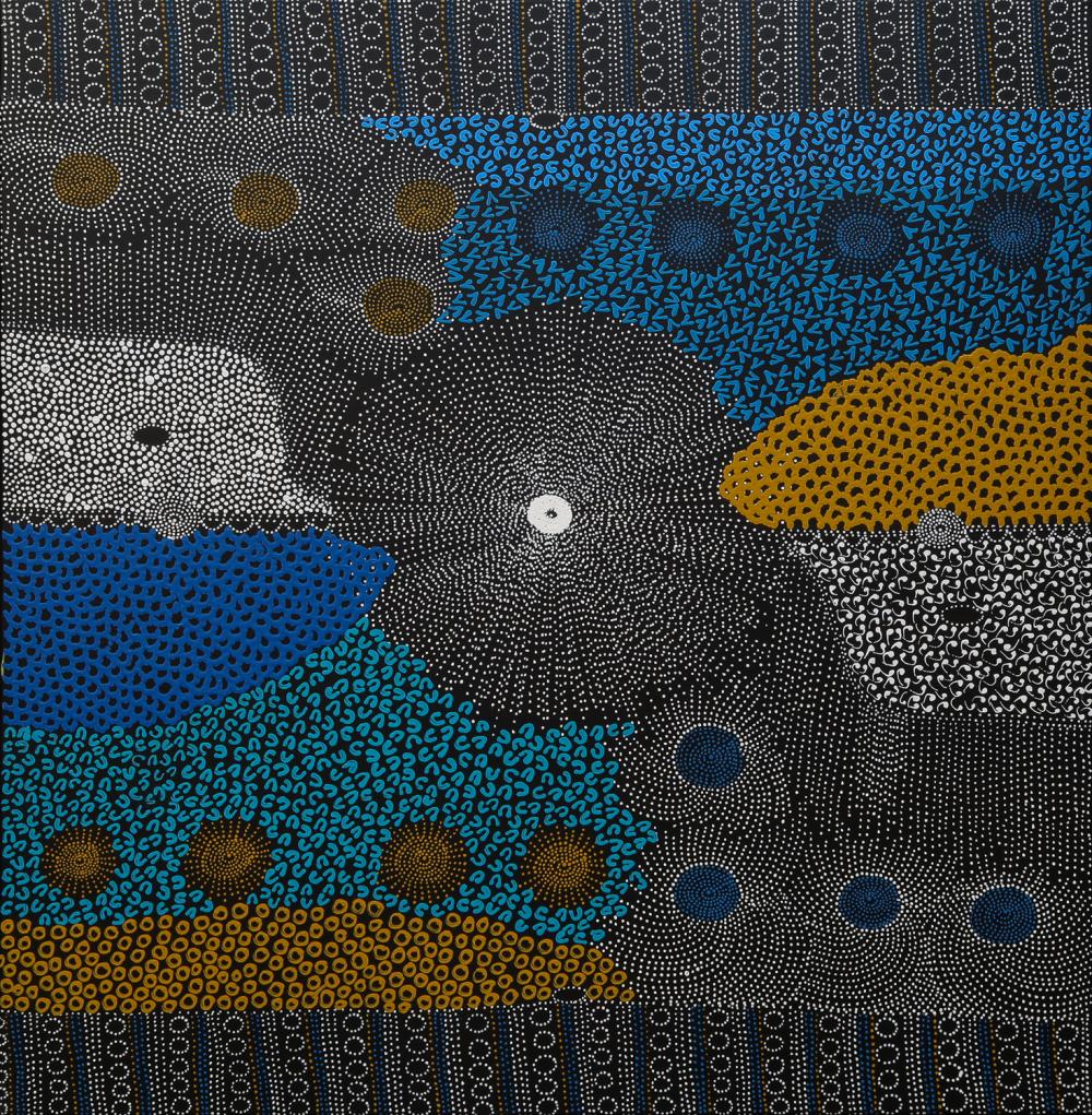 Janet Long Nakamarra comparable auction result: janet long nakamarra water dreaming acrylic on linen 101cm x 103cm