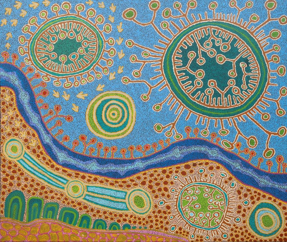 NYANU JENNY KEN comparable auction result: nyanu jenny ken mingkiri cave site acrylic on linen 151cm x 180cm