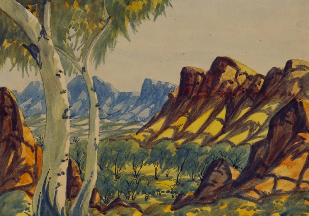 Ewald Namatjira comparable auction result: ewald namatjira 1930 1984 macdonnell ranges central australia