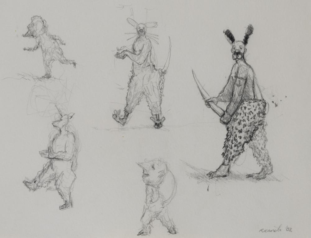 Geoff Ricardo comparable auction result: geoffrey ricardo born 1964 five studies for dumb bunny 2002
