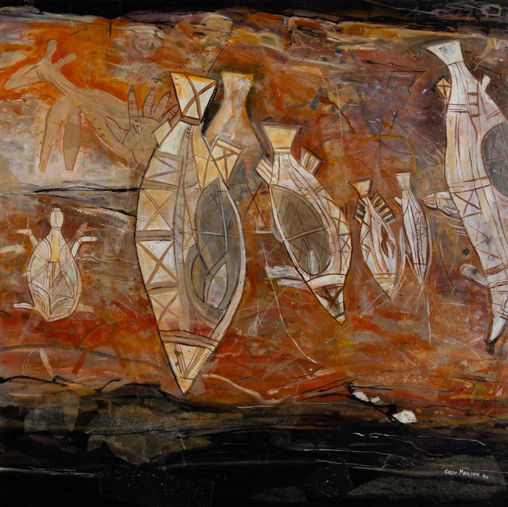 Greg Mallyon comparable auction result: greg mallyon born 1954 barramundi and turtles 1994