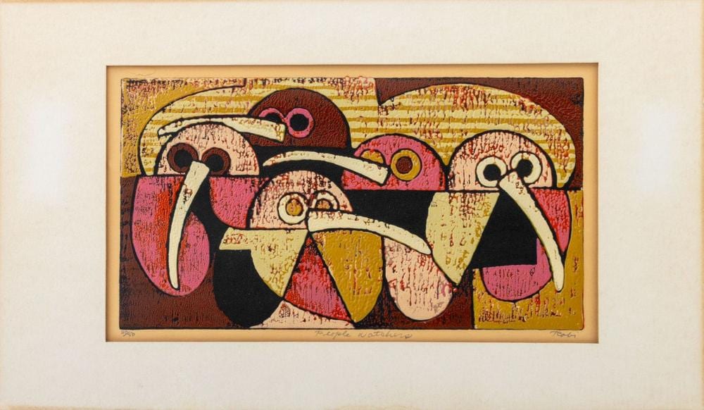 Al Robi comparable auction result: al robi people watchers linocut