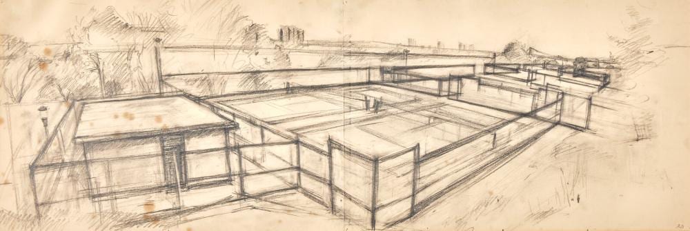Rackstraw Downes comparable auction result: rackstraw downes british b 1939 the tennis courts in riverside park at 119th st 1977