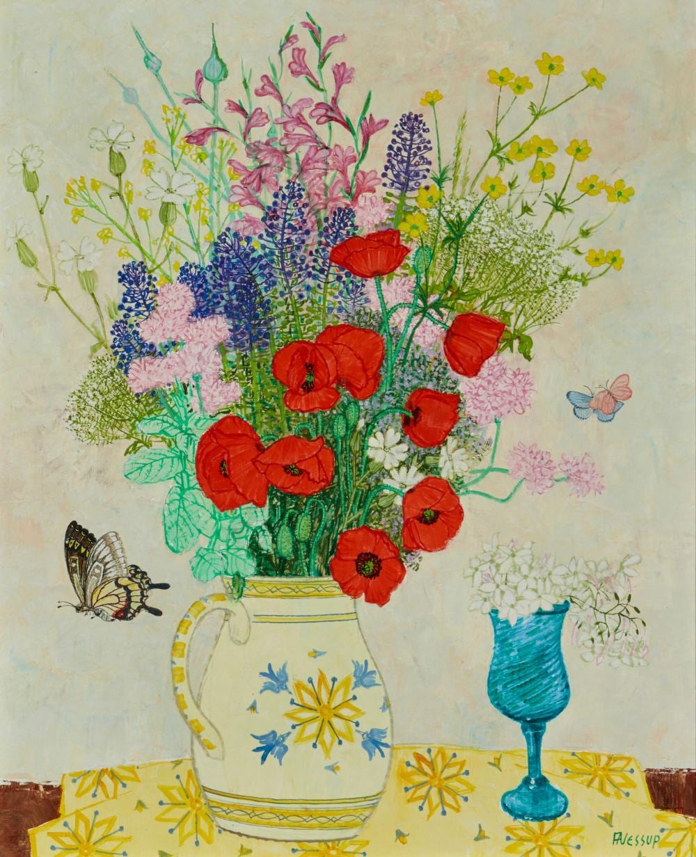 Frederick Arthur Jessup comparable auction result: frederick arthur jessup 1920 2007 still life with flowers and a blue glass