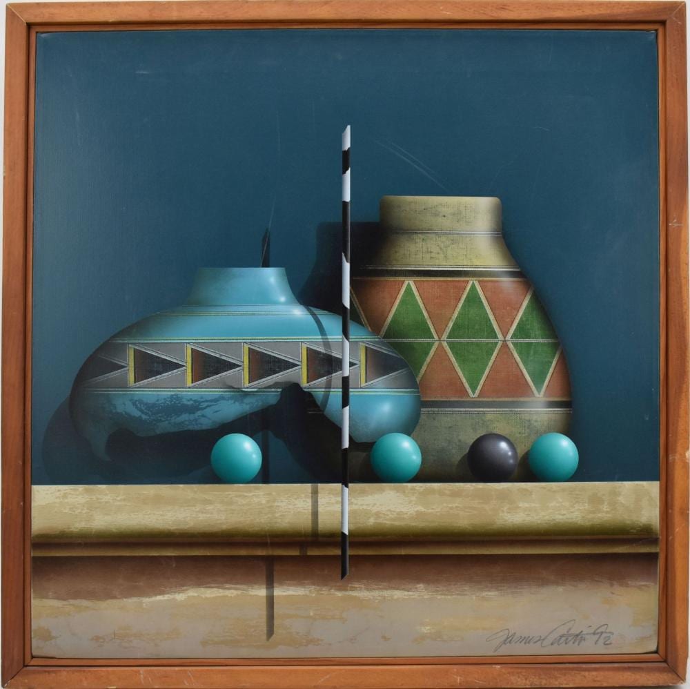James Carter comparable auction result: james carter american born 1948 acrylic on canvas southwest still life four balls signed and dated 1992 lower right canvas 22 x 22 inches frame 24 x 24 inches