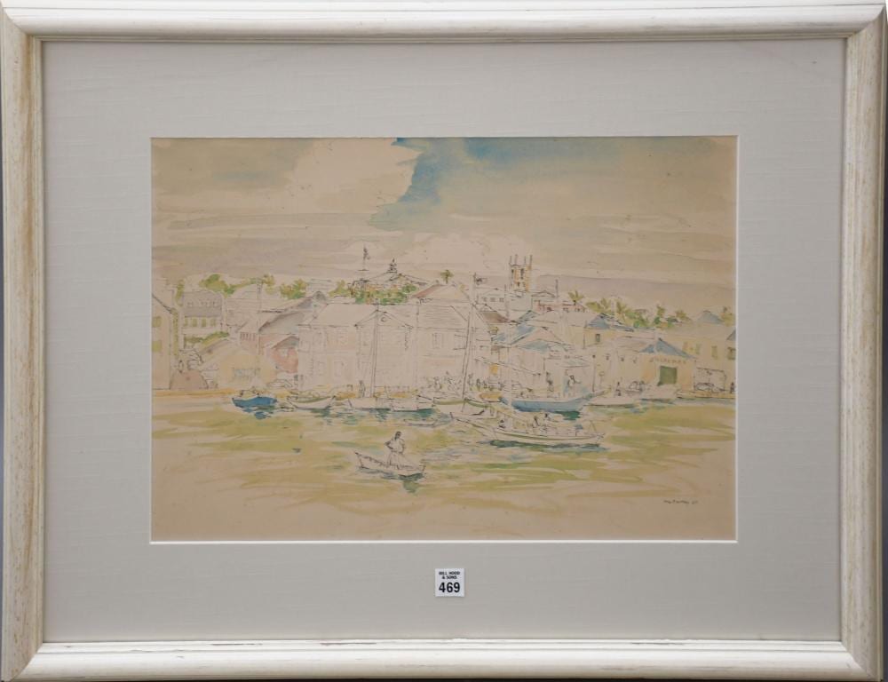 Francis McCarthy comparable auction result: francis mccarthy american 1923 2005 watercolor seaside village signed lower right dated 1967 15 x 20 overall frame size 25 x 30