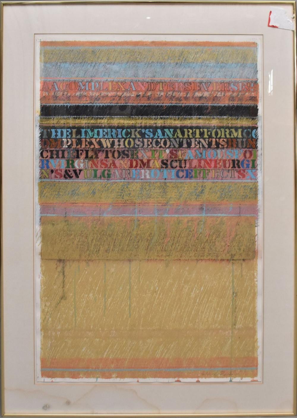 Patrick Archer comparable auction result: patrick archer born 1926 hibernian ballad a complex verse acrylic wax paper size 26 x 40 overall size 48 x 34 1 4