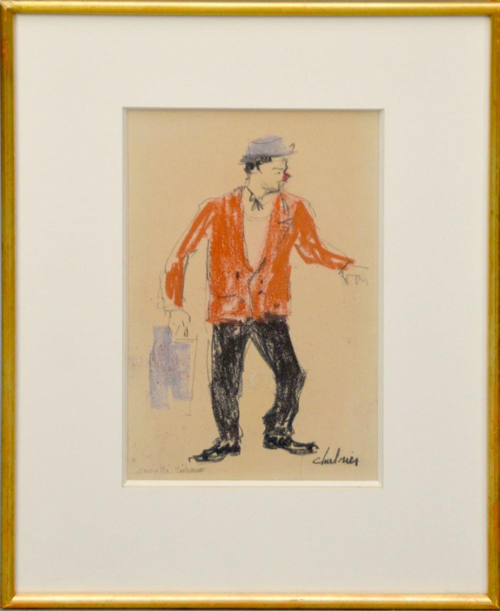 Nathalie Chabrier comparable auction result: nathalie chabrier french b 1932 crayon drawing of clown signed lr approx 12 x 7 inches sight size 19 x 14 inches