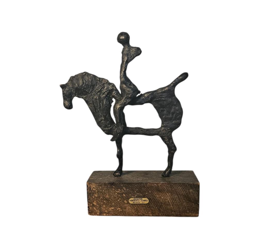 Heriberto Juarez comparable auction result: heriberto juarez 1928 2008 a sculpture of a horse and rider metal height 9 in 23 cm width 5 3 4 in 14 5 cm depth 2 in 5 cm