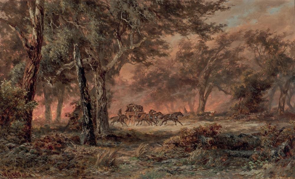 James Waltham Curtis comparable auction result: james waltham curtis 1839 1901 escaping the blaze 1895 96