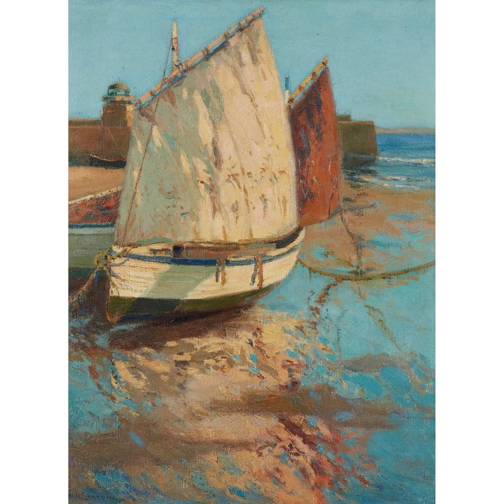 Will Ashton comparable auction result: will ashton 1881 1963 boats on shore oil on canvas in original john thallon frame partial label verso 60 x 44 5cm