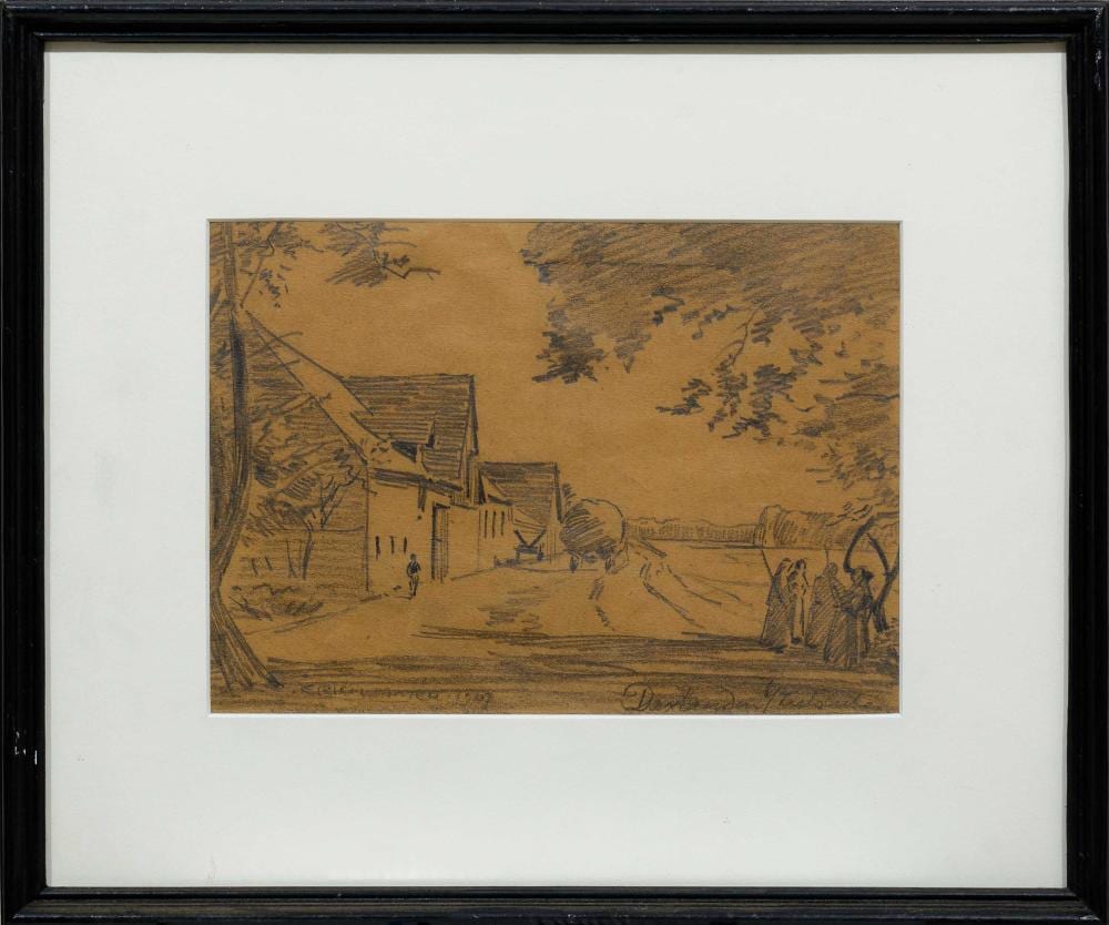 Erich Mayer comparable auction result: erich mayer sa 1876 1960 pencil farm and figures signed dated 1907 14 x 20