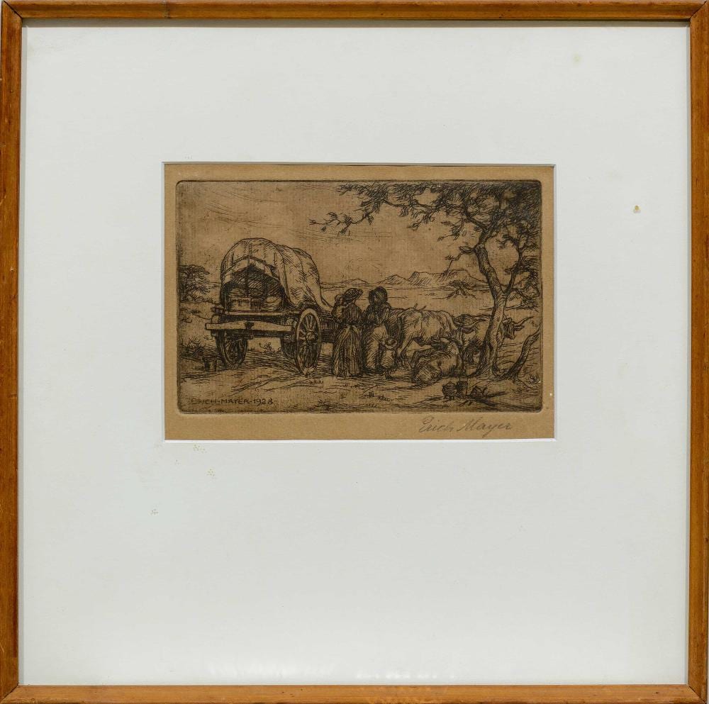 Erich Mayer comparable auction result: erich mayer sa 1876 1960 etching trekkers signed in pencil dated 1928 in the plate 10 x 15