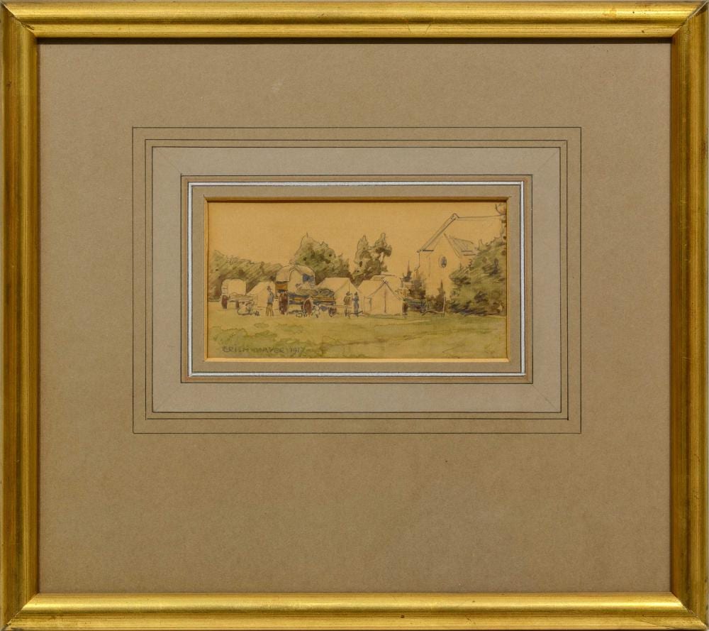 Erich Mayer comparable auction result: erich mayer sa 1876 1960 watercolour oxwagen tents signed dated 1917 8 x 15