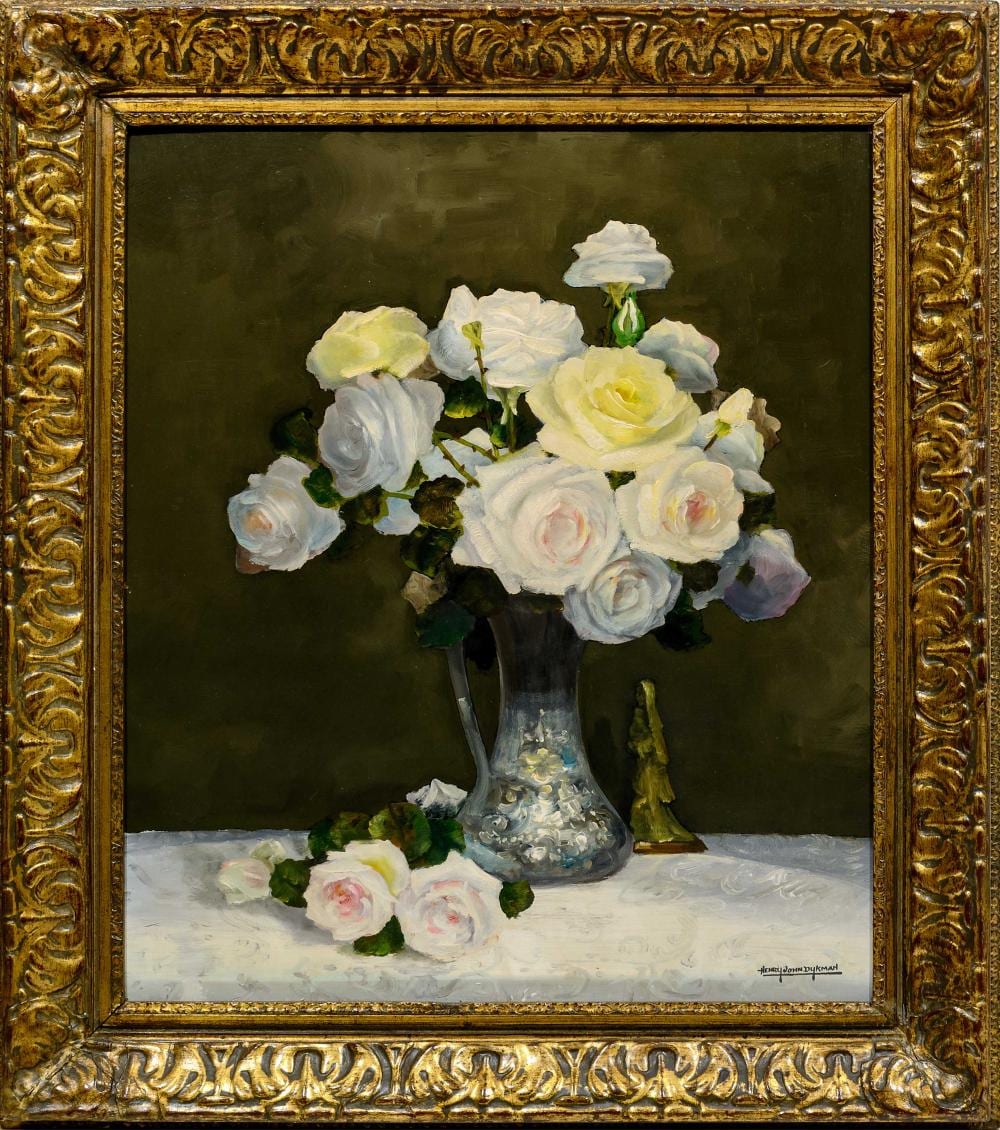 John Dykman comparable auction result: henry john dykman sa 1893 1972 oil still life roses in a silver jug signed 66 x 56