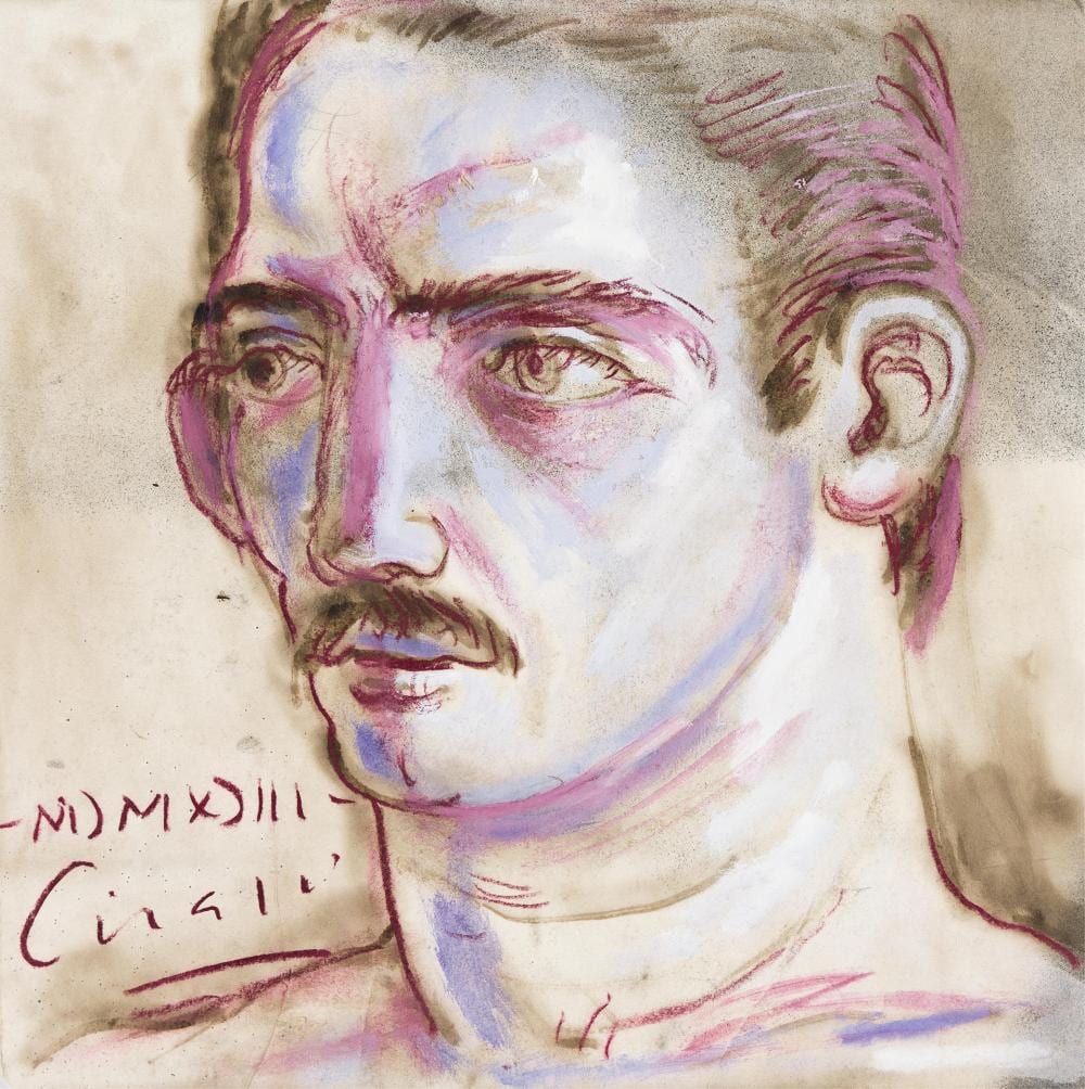Ricardo Cinalli comparable auction result: ricardo cinalli portrait of a man s head pastel on paper 1993