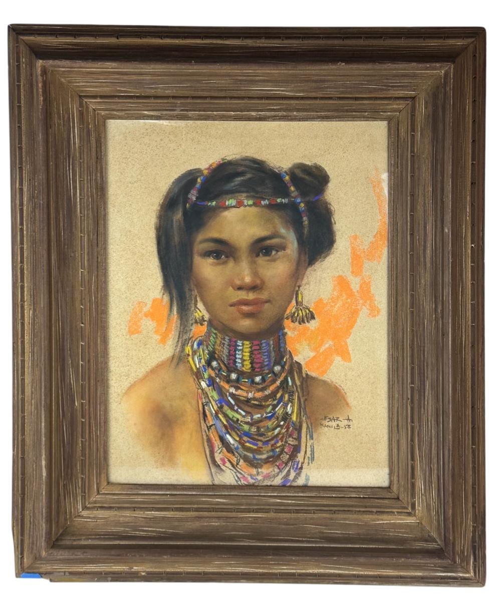 Cesar Amorsolo comparable auction result: cesar amorsolo 1903 1998 portrait pastel drawing