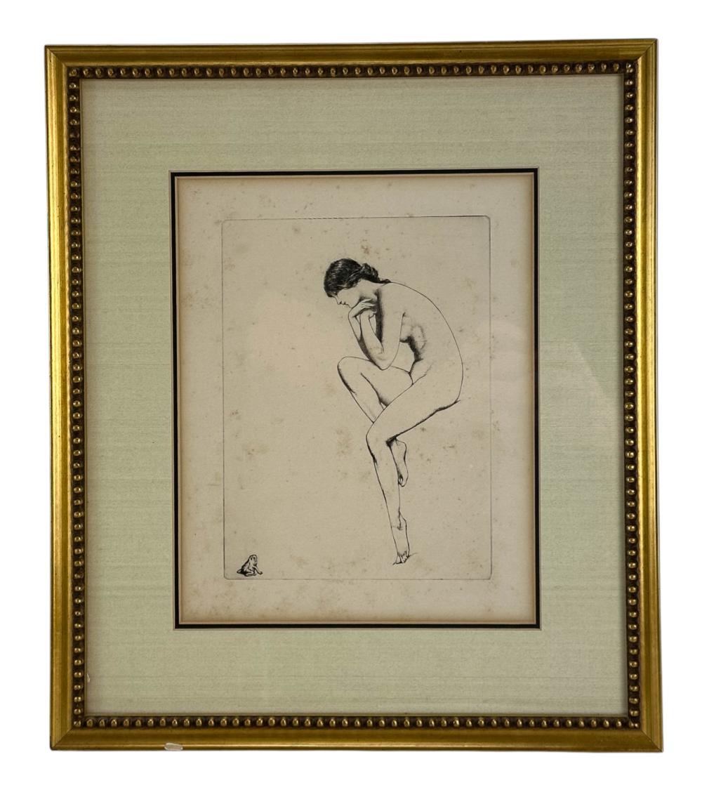 Warren B. Davis comparable auction result: warren davis 1865 1928 figural nude w frog etching