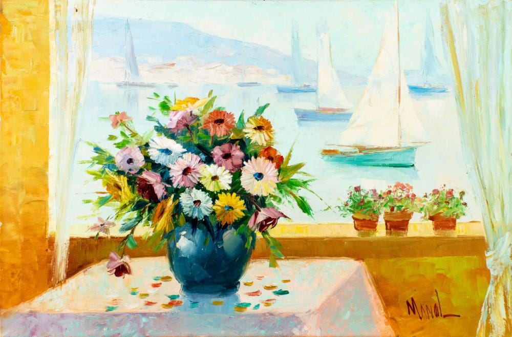 John A. Manol comparable auction result: john adamos manol greek us 1900 1989 oil painting