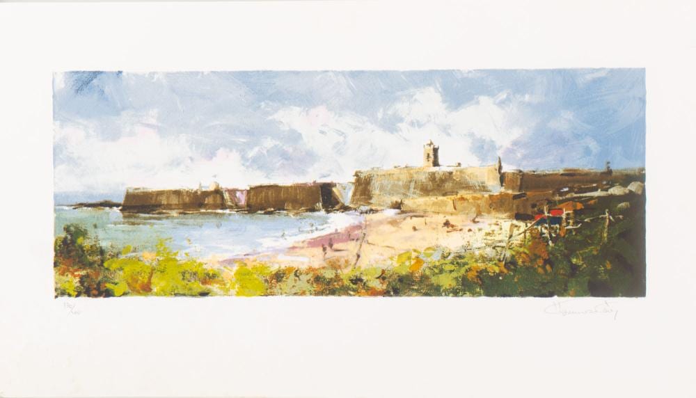Edmundo Cruz comparable auction result: edmundo cruz n 1928 vista da praia da torre serigrafia s papel dim aprox 33 5 x 58 cm