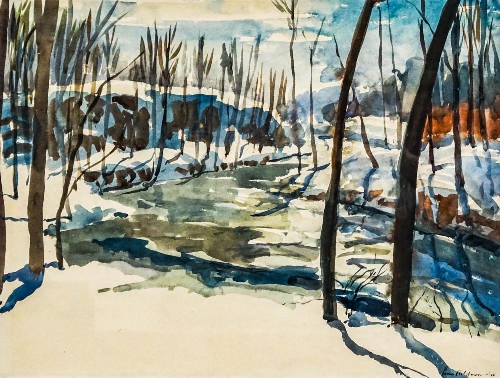 louis wolchonok american 1898 1973 winter river landscape watercolor signed and dated 26 l r frame 24 3 4 x 32 in 62 9 x 81 3 cm · Weschler's · 2025-08-05 Louis Wolchonok comparable auction result: louis wolchonok american 1898 1973 winter river landscape watercolor signed and dated 26 l r frame 24 3 4 x 32 in 62 9 x 81 3 cm