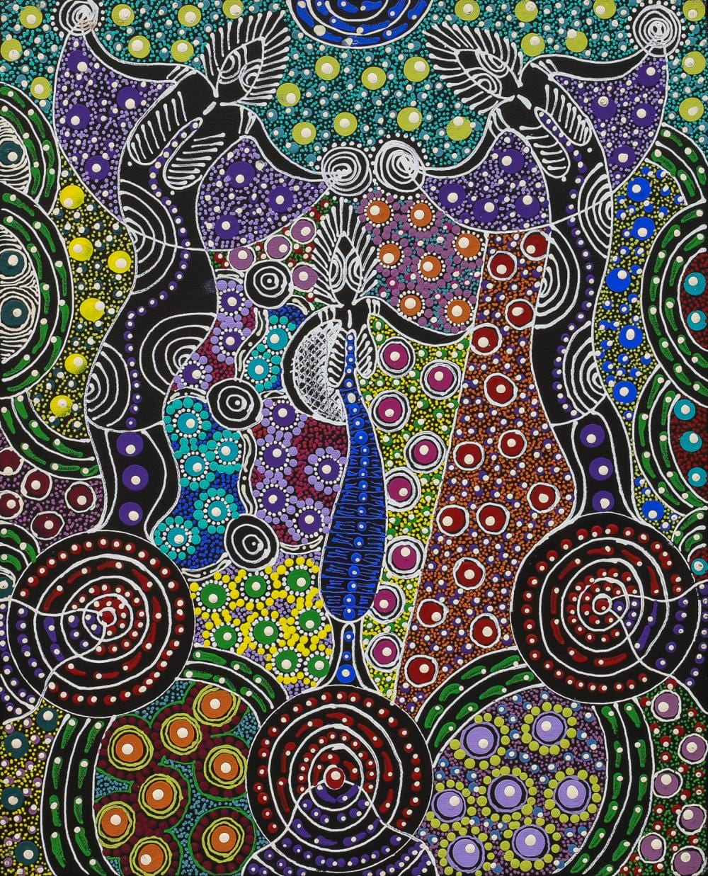 colleen wallace dreamtime sisters acrylic on linen 50cm x 40cm · Ozbid Auctions · 2025-08-07 Colleen Wallace comparable auction result: colleen wallace dreamtime sisters acrylic on linen 50cm x 40cm
