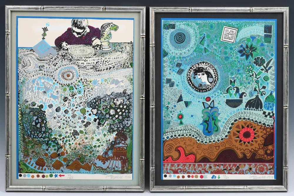 2pc lithograph lot by juan romero · Burchard Galleries Inc · 2025-08-17 Juan (1932) Romero comparable auction result: 2pc lithograph lot by juan romero