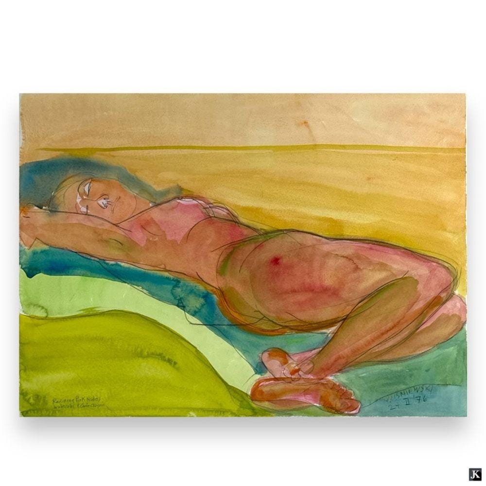 Adrian Wiszniewski comparable auction result: adrian wiszniewski watercolor reclining nude