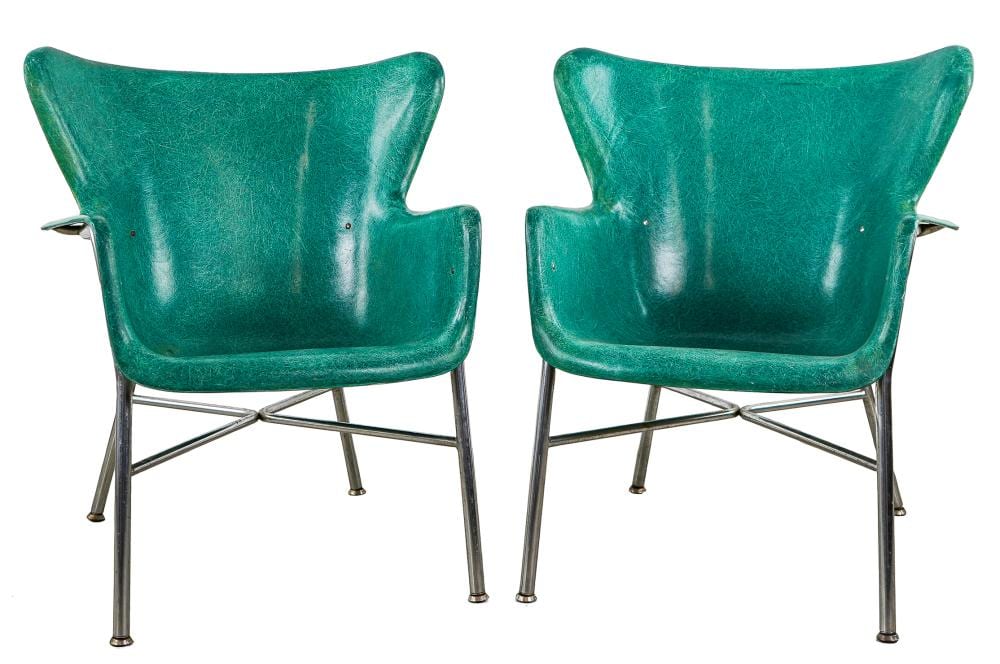 Luther Conover comparable auction result: pair of luther conover for lloyd fiberglass shell chairs